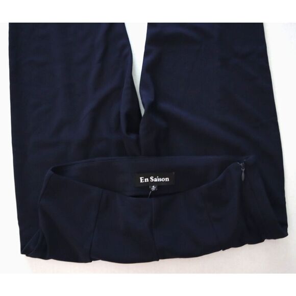 En Saison x Anthropologie Women's Sz S Navy Blue High-Waist Side-Slit Pants - Picture 3 of 13